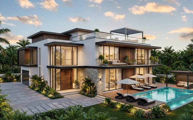 Modern Villa 3D Elevation | Premium Resort-Feel Exterior